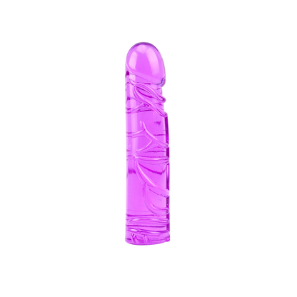 Purple jelly-like and textured dildo on transparent background